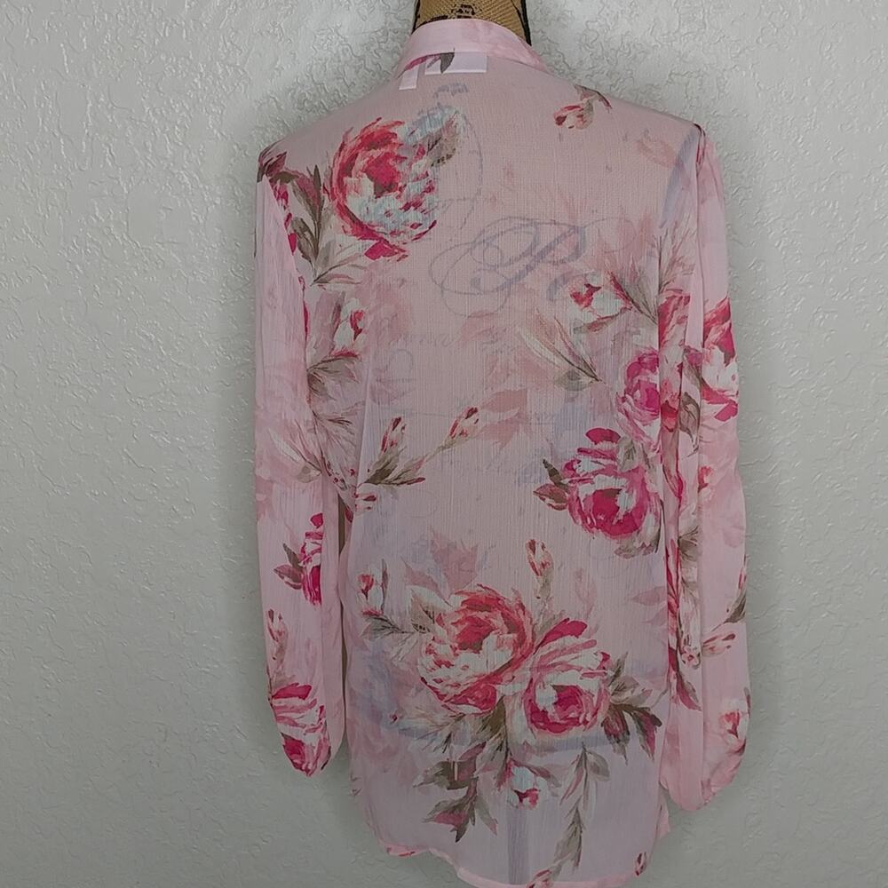 Susan Graver Sheer Floral Top Pink Size S - Picture 3 of 8